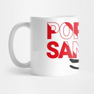 The word Porto Santo filled with the diving flag colours and a scuba diver Mug